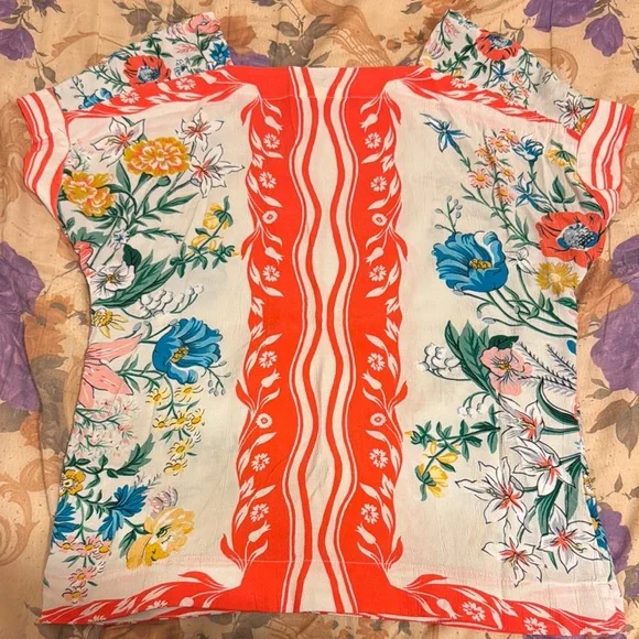 Anthropologie Maeve Red and White Floral Blouse - Picture 5 of 5